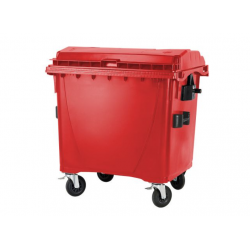 Eurocontainer rosu din material plastic, cu capac plat, MEVATEC, 1100 l  - Transport Inclus