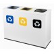 Coș de reciclare alb cu 3 compartimente 3x60L – 180 litri