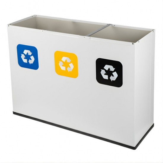 Coș de reciclare alb cu 3 compartimente 3x60L – 180 litri