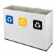 Coș de reciclare alb cu 3 compartimente 3x60L – 180 litri