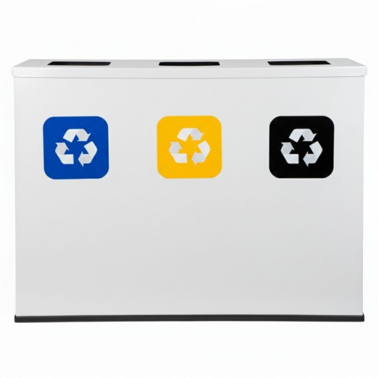 Coș de reciclare alb cu 3 compartimente 3x60L – 180 litri
