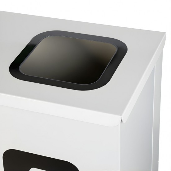 Coș de reciclare alb cu 3 compartimente 3x60L – 180 litri
