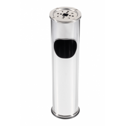 Cos de gunoi cu scrumiera inox, diametru 14cm Cos de gunoi cu scrumiera inox, diametru 14cm