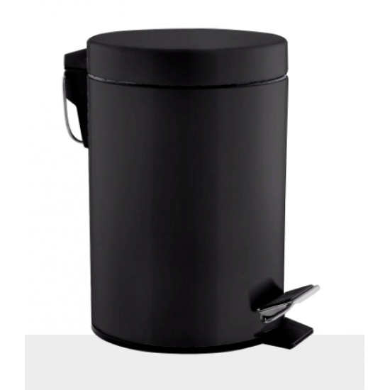 Cos gunoi circular cu pedala, otel vopsit negru, 5 L, Mediclinics