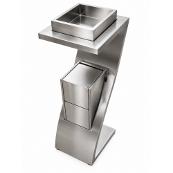 Cos de gunoi din inox cu scrumiera, pentru spatii profesionale