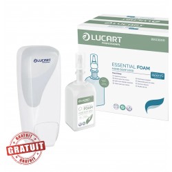 Pachet Dozator alb (gratis) pentru sapun spuma - Identity, LUCART, 1000 ml + 6 rezerve Sapun Spuma (1 bax)
