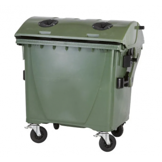 Eurocontainer din plastic, 1100 L, capac rotund, verde, inchizatoare pentru capac - colectare sticla - Transport Inclus