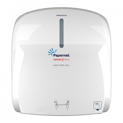 Dispenser din manual din plastic pentru rola autocut, alb,tratat antibacterian, Papernet Dispenser din manual din plastic pentru rola autocut, alb,tratat antibacterian, Papernet