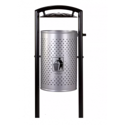 Cos stradal pentru gunoi, Gri, Metal, 60 L Cos stradal pentru gunoi, Gri, Metal, 60 L