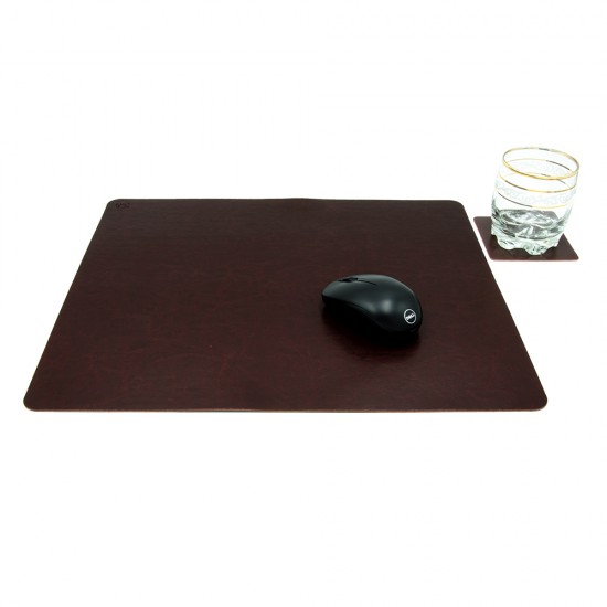 Set Mousepad si 1 suport pahar Office L, din piele, cu doua fete, pentru protectie birou, UNIKA, maro Set Mousepad si 1 suport pahar Office L, din piele, cu doua fete, pentru protectie birou, UNIKA, maro