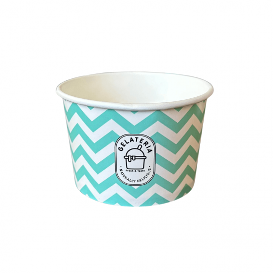Cupe carton verzi model zig-zag inghetata, 8 oz, 50 buc/set Cupe carton verzi model zig-zag inghetata, 8 oz, 50 buc/set