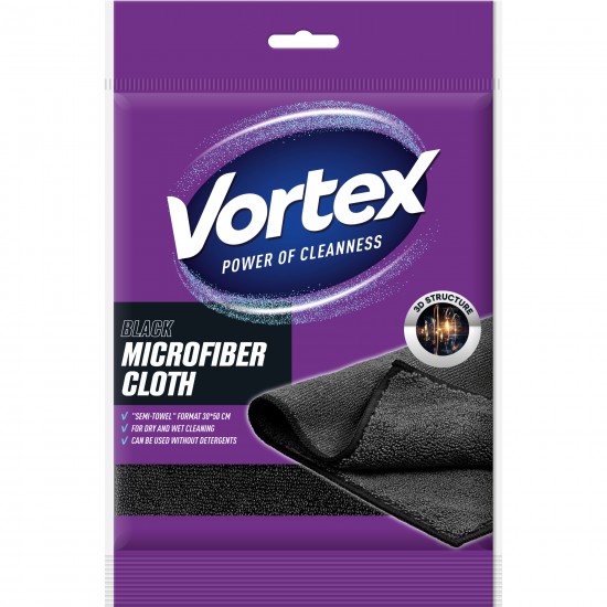 VORTEX Laveta din microfibra Semi-prosop Negru 30*50cm 1buc