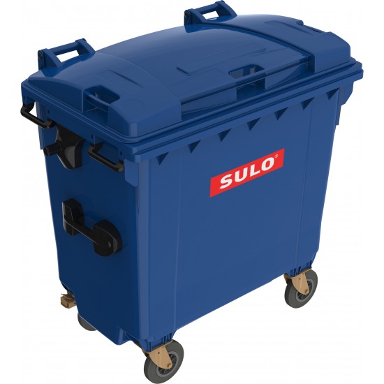 Eurocontainer plastic, 770 L, albastru, capac plat SULO - Transport Inclus