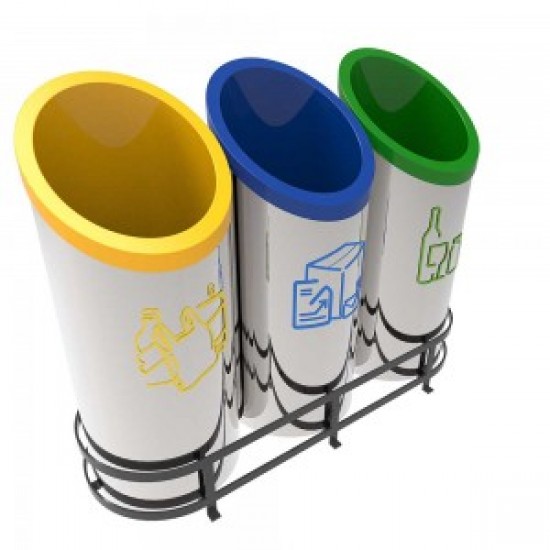 GOTHENBURG A Cosuri moderne pentru colectare selectiva pentru spatii publice, 3x36L, inox GOTHENBURG A Cosuri moderne pentru colectare selectiva pentru spatii publice, 3x36L, inox