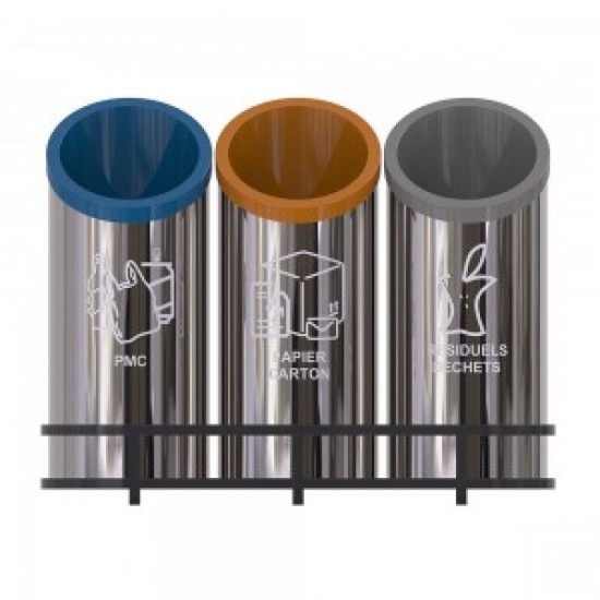 GOTHENBURG A Cosuri moderne pentru colectare selectiva pentru spatii publice, 3x36L, inox GOTHENBURG A Cosuri moderne pentru colectare selectiva pentru spatii publice, 3x36L, inox