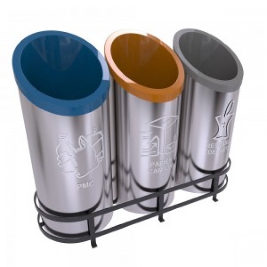 GOTHENBURG A Cosuri moderne pentru colectare selectiva pentru spatii publice, 3x36L, inox GOTHENBURG A Cosuri moderne pentru colectare selectiva pentru spatii publice, 3x36L, inox
