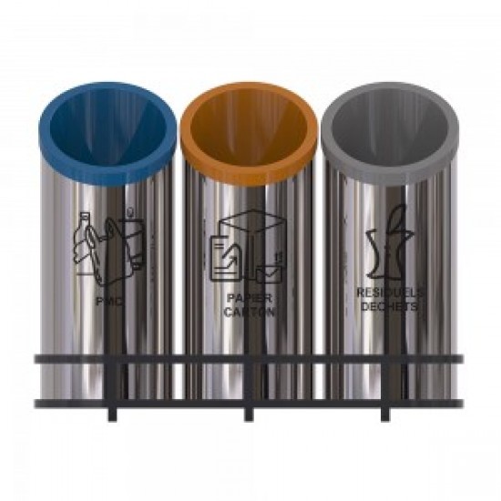 GOTHENBURG A Cosuri moderne pentru colectare selectiva pentru spatii publice, 3x36L, inox GOTHENBURG A Cosuri moderne pentru colectare selectiva pentru spatii publice, 3x36L, inox