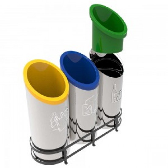 GOTHENBURG A Cosuri moderne pentru colectare selectiva pentru spatii publice, 3x36L, inox GOTHENBURG A Cosuri moderne pentru colectare selectiva pentru spatii publice, 3x36L, inox