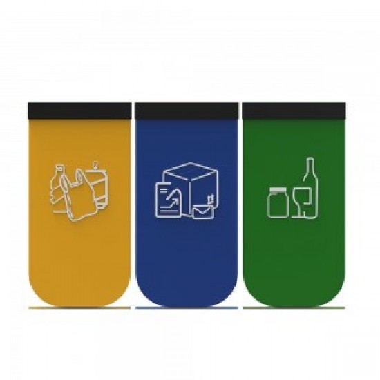 NYKOPING B Cosuri modulare pentru reciclare cu design elegant din metal, 3x50L, 94x31x62cm NYKOPING B Cosuri modulare pentru reciclare cu design elegant din metal, 3x50L, 94x31x62cm