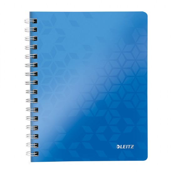 Caiet de birou Leitz WOW, PP, A5, cu spira, matematica, albastru metalizat Caiet de birou Leitz WOW, PP, A5, cu spira, matematica, albastru metalizat
