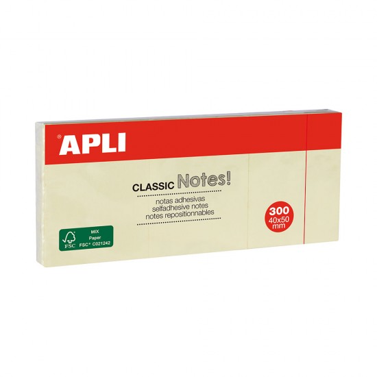 Notite adezive, Apli, 38 x 51 mm, galben, 300 file Notite adezive, Apli, 38 x 51 mm, galben, 300 file