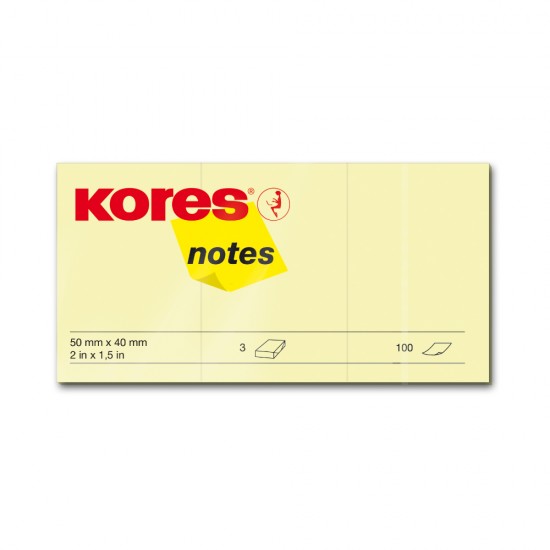 Notite adezive, Kores, 40 x 50 mm, galben, 300 file Notite adezive, Kores, 40 x 50 mm, galben, 300 file
