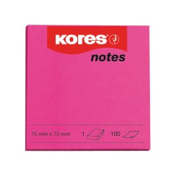 Notite adezive, Kores, 75 x 75 mm, magenta, 100 file Notite adezive, Kores, 75 x 75 mm, magenta, 100 file