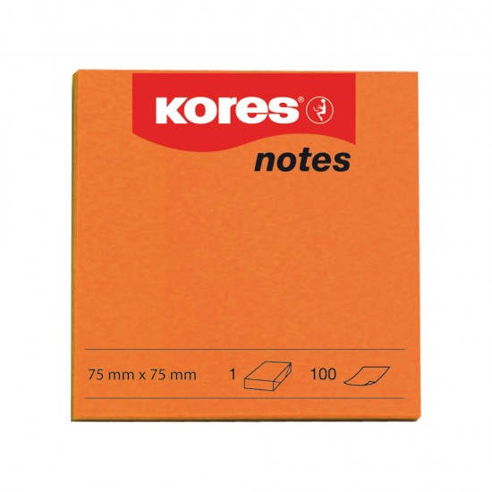 Notite adezive, Kores, 75 x 75 mm, portocaliu, 100 file Notite adezive, Kores, 75 x 75 mm, portocaliu, 100 file