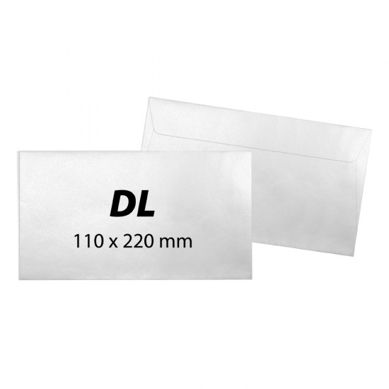 Plic DL, 110 x 220 mm, alb, banda silicon, 80 g/mp, 25 bucati/set