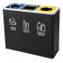 Cos de gunoi negru pentru colectare selectiva, 3 compartimente, 3x60L