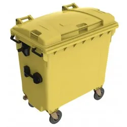 Eurocontainer plastic, 770L, galben, capac plat - Transport Inclus