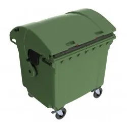 Eurocontainer plastic, 1100 L, verde, capac rotund - Transport Inclus
