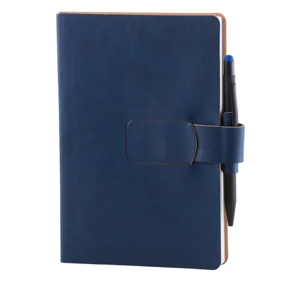Notes Ravelo, piele, A5, liniat ivory, albastru