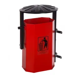 Cos stradal pentru gunoi, Rosu, Metal, 35 L Cos stradal pentru gunoi, Rosu, Metal, 35 L