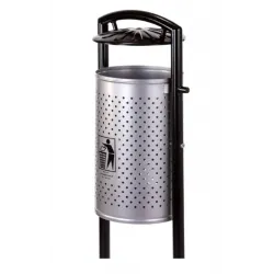 Cos stradal pentru gunoi, Gri, Metal, 60 L Cos stradal pentru gunoi, Gri, Metal, 60 L