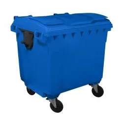 Container HDPE CLF 1100L cu capac plat albastru - Transport inclus