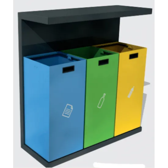 Set 3 cosuri gunoi colectare selectiva, Metal, 159 L Set 3 cosuri gunoi colectare selectiva, Metal, 159 L