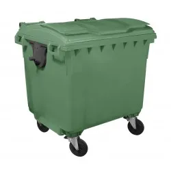 Container HDPE CLF 1100L cu capac plat verde cu Transport inclus