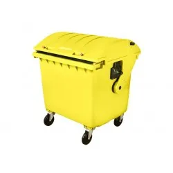 Container HDPE CLE 1100L cu capac rotund galben - Transport inclus