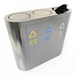 COPENHAGEN Otel inoxidabil - Concept modern de cosuri pentru colectare selectiva; 2, 3 sau 4x35L, cu sau fara capace