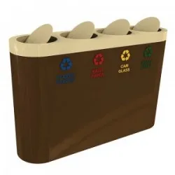 COPENHAGEN B Cosuri pentru colectare deseuri pentru zonele publice; 4x40L, metalic, 124x33x82 cm