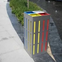 OSLO S Insula pentru reciclare din metal  3x37l, 25x75x70 cm, pentru spatii moderne