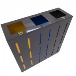 OSLO M Insula pentru reciclare cu design elegant pentru spatii moderne, metalic, de exterior, 3x37L, 25x75x70 cm