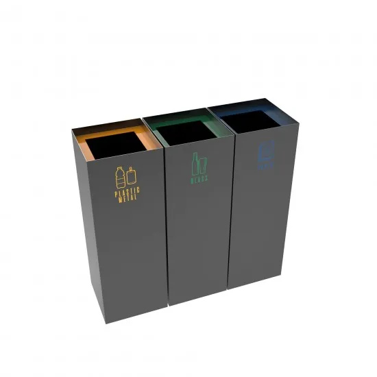 MEDELE PC 3x60L Cosuri din metal vopsit in camp electrostatic, pentru colectarea selectiva a deseurilor