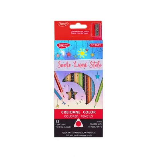 Creion color 12 soare luna stele daco cc3012