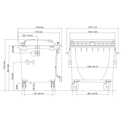 Eurocontainer verde din material plastic, cu capac plat, SULO, 1100 l  - Transport Inclus